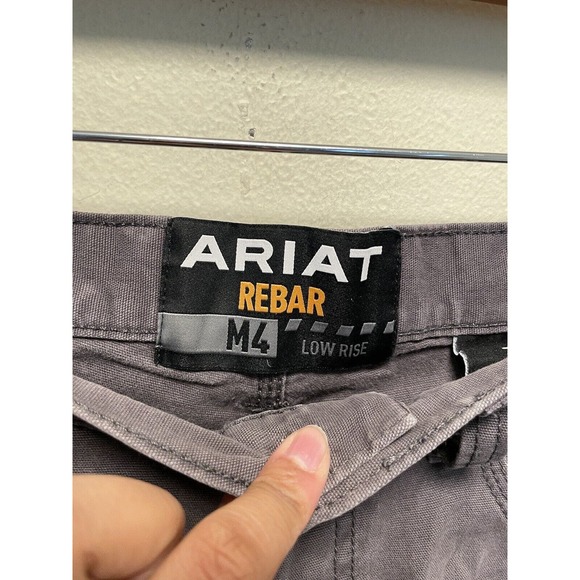 Ariat Mens Rebar M4 Low Rise Shorts Size 31 Gray Canvas Cargo Stretch Utility - Picture 4 of 11